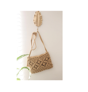 Atractivo color hecho a mano cuerda paja mujeres bolsos de mano Vintage ganchillo macramé bolsos de playa monederos de macramé fácil de llevar precio bajo - Product Image 3