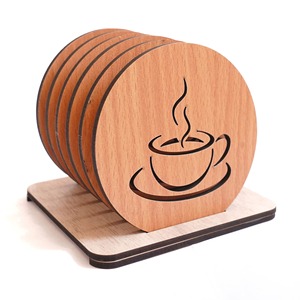 Juego de posavasos decorativos de madera con soporte, vajilla moderna ecológica para comedor, café, té, cerveza, hogar, cocina rústica - Product Image 2