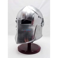 Casco de Caballero Medieval de Acero Completo, Plateado y Pulido, con Visera, para Cosplay, Recreación Histórica, Cine y Televisión, Hecho a Mano y Personalizado