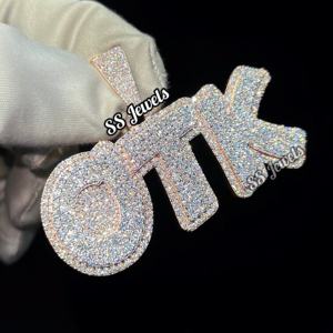 Sur mesure Hip Hop lettre Moissanite diamant nid d'abeille réglage 925 pendentif en argent rappeur hommes Hip Hop fête bijoux - Product Image 1