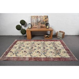 พรมสไตล์ตุรกีสีเบจคลาสสิกสีแดงขนาดใหญ่4.7x7.8ฟุตทางเดินขนแกะสี่เหลี่ยมผืนผ้า10มม. สำหรับห้อง - Product Image 3