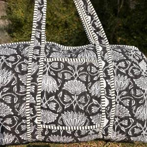 Gran gris negro lujo deporte bolsas de lona algodón acolchado bloque estampado hecho a mano colorido viaje gimnasio Yoga equipaje bolsillo duradero - Product Image 4