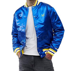 Chaquetas de bombardero/equipo universitario de satén de color personalizado para hombre con logotipo personalizado Diseño popular Cortar y coser Etiqueta privada Precio caliente - Product Image 5