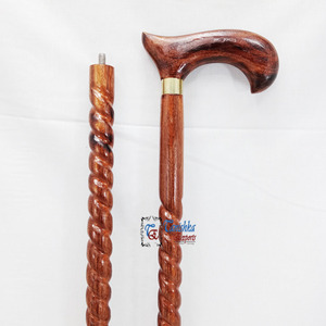 Bastón de Madera Art Deco Hecho a Mano de Alta Calidad Tanishka Export, con Mango en Forma de T, Ajustable, Plegable en 2, Color Negro Marrón, 90 cm, 475 g - Product Image 4