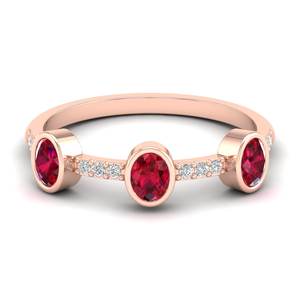 Anillos de Rubí y Moissanita con Corte Ovalado de 0.08 Quilates REYES para Mujer, Certificados por GRA, Plata de Ley 925, Joyería de Lujo - Product Image 6