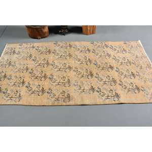 พรมสไตล์ตุรกีวินเทจขนแกะสี่เหลี่ยมผืนผ้าผืนใหญ่ทำมือ7ft เบจสีน้ำตาลขนาด3.3 x พร้อมยางรองด้านหลังสำหรับวัยรุ่น - Product Image 3