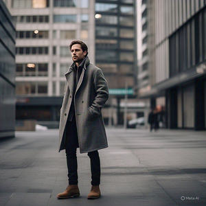 Abrigo de lana reciclado transpirable y ligero para hombre, ropa informal a prueba de viento, Chaqueta larga de invierno con doble botonadura para hombre, abrigo de lana para hombre - Product Image 3