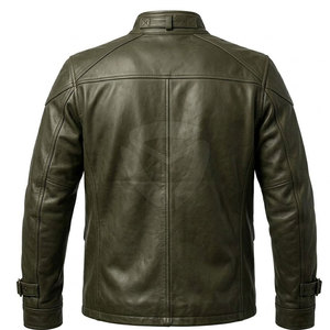 Veste en cuir élégante pour homme, coupe ajustée, en cuir véritable, style motard, durable, confortable, veste d'hiver pour un usage décontracté - Product Image 2