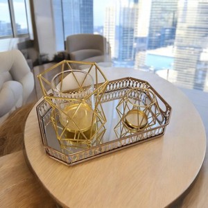 Plateau de service design magnifique en métal et miroir, parfait pour les bijoux de la mariée et les ustensiles de cuisine luxueux - Product Image 4