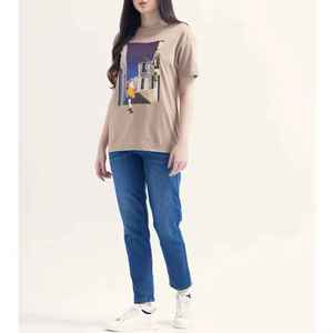 เสื้อยืดผู้หญิงพิมพ์ลายกราฟิกโลโก้แบบกำหนดเอง ผ้าฝ้าย 100% ทรงโอเวอร์ไซส์ สไตล์วินเทจ แขนสั้น ลำลอง ใส่สบาย เหมาะกับหน้าร้อน เสื้อผ้าสตรีทแวร์ เสื้อผู้หญิง - Product Image 5