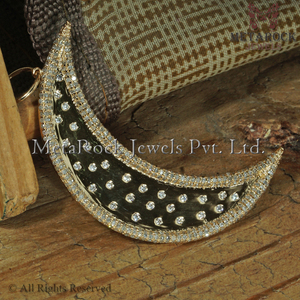 Pendentif en forme de croissant de lune jaune or, bijoux à la mode, Double découpe, pavé, en diamant blanc, 14K, nouvelle collection 2020 - Product Image 6