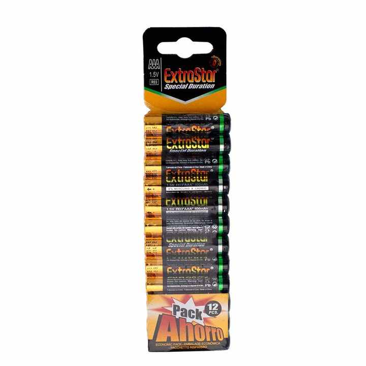 Extrastar R03 AAA Mini Stylus Battery 1.5V 400mAh MN2400 Alkaline Pack of 12 - Electrical Materials / Batteries and