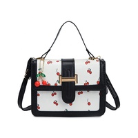 Bolsos de Mano de Diseño en Cuero para Mujer, Estilo Bandolera, con Detalle de Cereza, de Lujo, Bolso de Hombro