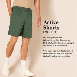 Shorts de sport décontractés pour hommes, 100 % coton, séchage rapide, respirants, écologiques, avec cordon de serrage et poches - Product Image 2