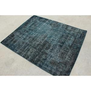 Alfombra Turca Vintage de 4.3x5.4 pies (130x166 cm), Alfombra Azul con Diseño Floral - Product Image 4