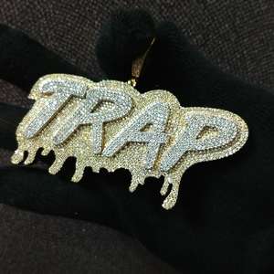 Pendentif en diamant Moissanite VVS coupe ronde avec cadeau d'anniversaire pour hommes Style Hip Hop en argent sterling 925 - Product Image 2