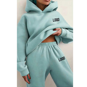 Ensemble de survêtement de sport personnalisé avec broderie, ensemble de survêtement pour femmes, deux pièces, pantalon de survêtement et sweat-shirt, ensemble de jogging - Product Image 1