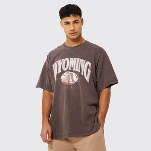 Venta al por mayor personalizado hombres Fitness Crew camiseta último diseño de algodón de gran tamaño Puff impreso Color sólido gran oferta nueva camiseta de los hombres - Product Image 1