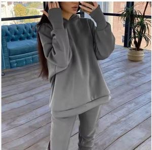 OEM personnalisé coton femmes 2 pièces ensemble décontracté ample à capuche et pantalons de survêtement ensemble tout imprimé logo deux pièces ensemble de survêtement - Product Image 4