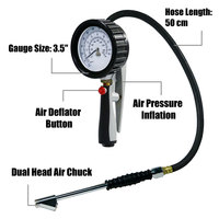 Heavy-Duty Anti-Smashing Tire Inflator with Built-In Pressure Gauge (ZINC & TPR Body) for Vehicle & Industrial Use