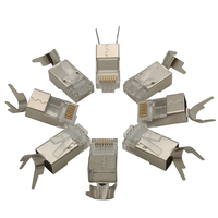 Konektor Ethernet RJ45 Pass Through Cat7 Cat8 Cat6a Silver dengan Kontak Tembaga, Housing PC, Perisai SFTP, IP67 50U