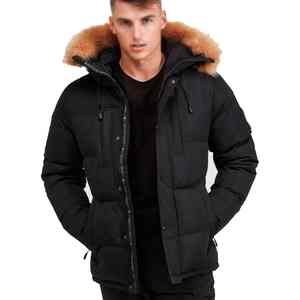 Veste parka d'hiver pour homme à col montant à capuche en fourrure, motif lettres, personnalisée - Imperméable, coupe-vent, respirante, écologique - Product Image 4
