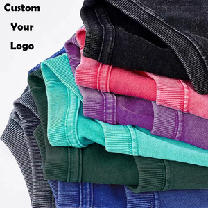 Camiseta de Algodón Orgánico al por Mayor con Logotipo Personalizado, Camiseta Holgada con Hombros Caídos, Camiseta Lisa con Lavado Ácido para Hombre - Product Image 1