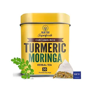 Tisane au curcuma Moringa-30 Sachets de thé Puissant mélange de superaliments sans caféine sans OGM végétalien sans gluten