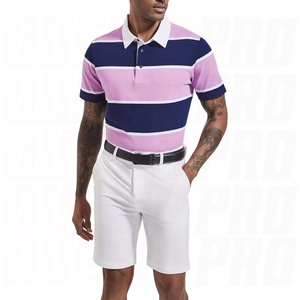 Camiseta de Rugby Personalizada con Logotipo, de Algodón Grueso, Azul Marino, Rosa y Blanco, con Rayas Clásicas, Mangas Largas, Camiseta Polo para Hombre, con Rayas de Color en Contraste - Product Image 2