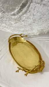 Decorative Steel And Brass Serving Tray For Fruits Dry <b>Nuts</b> And Snacks Display At Home And Festive Events - Product Image 6