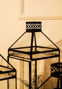 Metal and <b>Glass</b> <b>Lantern</b> Modern Interior Decor Accent Perfect for Home Office Bedroom and Living Areas Display From India - Product Image 4