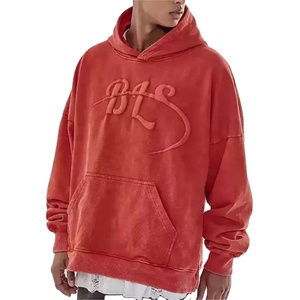 Sweat à capuche pour homme 100% coton, poids lourd, écologique, anti-plis, avec logo frontal, coupe classique, impression 3D en relief - Product Image 1