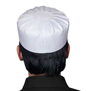 Chapeau de prière musulman blanc pur pour hommes, structure rigide, couvre-chef islamique, Hajj Umrah Topi Namaz Cap - Product Image 1