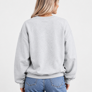 Women's Oversized Baseball <b>Mama</b> Graphic Crewneck Sweatshirt-Heather Grey Cotton/Polyester Blend 360g Breathable Fleece Pullover - Product Image 2