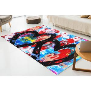 Abstract Heart Art <b>Rug</b>: Colorful Graffiti Style Floor Mat,<b>Chenille</b> <b>Rug</b> - Product Image 1