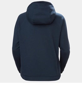 เสื้อฮู้ดสีน้ำเงินทรงบ็อกซี่สไตล์คนเมือง พร้อมการฟอกสีแบบดิสเทรสและแขนเสื้อแบบแร็กแลน บริการสกรีนโลโก้ตามสั่ง - Product Image 2