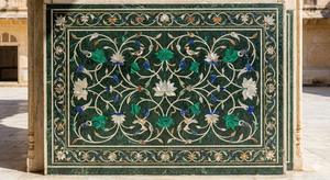 Table de chevet en marbre vert avec incrustation de nacre, artisanat personnalisé, art populaire indien, modèle Pietra, pour la Saint-Valentin - Product Image 4