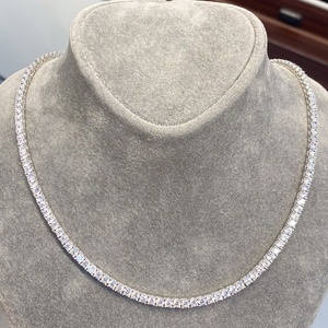 Luxury <b>Iced</b> <b>Out</b> VVS Moissanite Tennis <b>Chain</b> Fine Jewelry Hip Hop Necklace 925 Sterling Silver Moissanite Necklaces For Unisex - Product Image 1