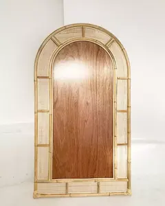 Espejo de pared de bambú de diseño moderno, forma ovalada, color Natural, para maquillaje, interior, hogar y hoteles - Product Image 5