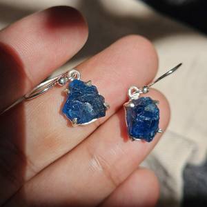 Boucles d'oreilles en argent sterling 925 avec pierres précieuses calcédoine Boucles d'oreilles en pierre brute Boucles d'oreilles en argent avec pierres précieuses - Product Image 3