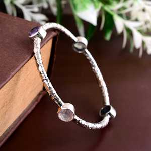 Hermoso diseño, joyería de amatista, pulsera de piedras preciosas facetadas de amatista de corte redondo curativo, piedra natural de Plata de Ley 925 - Product Image 3