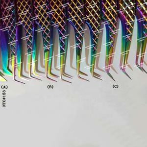 Top Qualité 90 Degré Or Rose Diamant Grip Extension de Cils Pincettes Argent Bout Pointu Personnalisé Logo Faux Extension NQLASH - Product Image 3