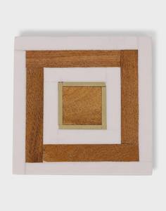 Ensemble de sous-verres carrés modernes Décor de table de boissons réutilisables au design élégant en bois et en résine pour la maison Sous-verres carrés élégants - Product Image 3