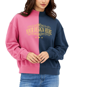 Sweat-shirt personnalisé de haute qualité à col montant grande taille pour femmes en polyester/coton pour l'hiver en molleton lourd de luxe à épaules tombantes - Product Image 1