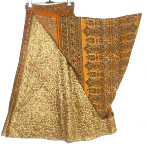 Vintage Blue Silk <b>Wrap</b> Maxi <b>Skirt</b> <b>Long</b> Boho Hippie Sari Style Girls Pleated Midi Festival Fit Free Size Knitted Women's <b>Skirt</b> - Product Image 6