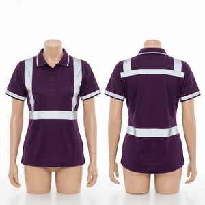 เสื้อโปโลสำหรับผู้ชายและผู้หญิง ผ้าโพลีเอสเตอร์ปิเก้ 180 GSM สีชมพู แผ่นสะท้อนแสงที่อก ปักโลโก้ตามแบบที่ต้องการ เสื้อผ้าเพื่อความปลอดภัย - Product Image 6