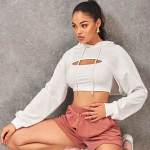 2026 High Quality Women Solid Color Crop <b>Top</b> Hoodie & <b>Shorts</b> <b>Set</b> Ladies Two Piece Casual Hoodie <b>Short</b> <b>Set</b> - Product Image 5
