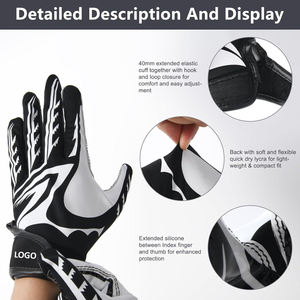 Guantes de fútbol americano Pro Style Sticky Grip para uso en entrenamiento con tela transpirable y diseño ajustado - Product Image 6