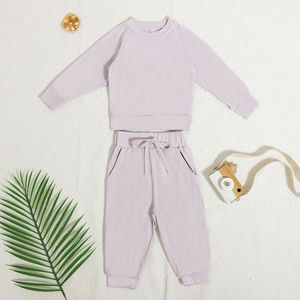 Personalizado de alta calidad de invierno Casual de algodón sólido bebé niña niños de 2 piezas chándales de jogging - Product Image 3