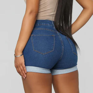 Shorts de mezclilla para mujer a precio asequible, de color sólido, corte recto, talla grande, elegantes, de alta calidad, 100% algodón. - Product Image 3